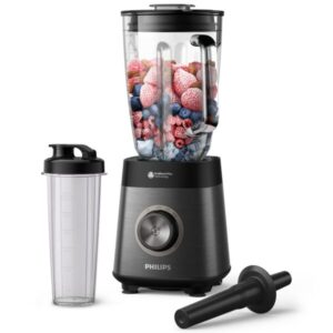 Blender Philips HR3041/00 Seria 5000, 1200 W, Lame noi ProBlend Plus, Vas din sticlă cu nervuri, 3 viteze plus Impuls, Lame detașabile, capacitate 2 litri,Curăţare automatizată...