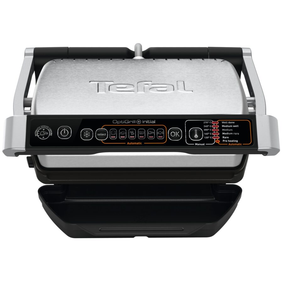 Gratar electric Tefal OptiGrill+ GC706D34, 2000 W, 6 programe automate, indcator pentru nivelul de gatire, functie dezghetare, placi detasabile, inox/negru